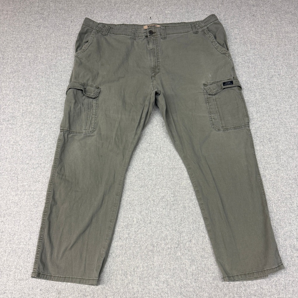 Wrangler Authentics Cargo Pants 46x30 Green Stretch Straight Leg Work Utility